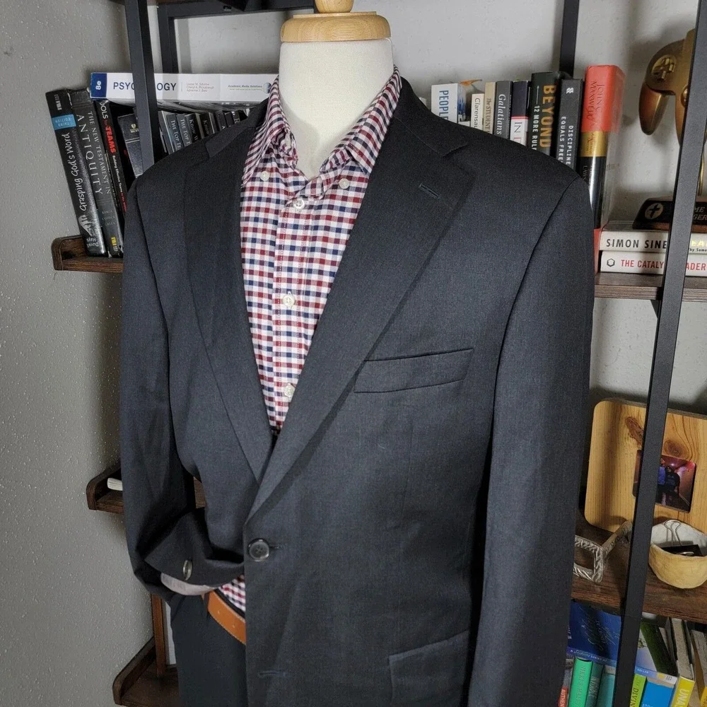 Hugo Boss Pasolinl movie Men's Sport Coat Blazer Two Button Black‎ Charcoal 42L